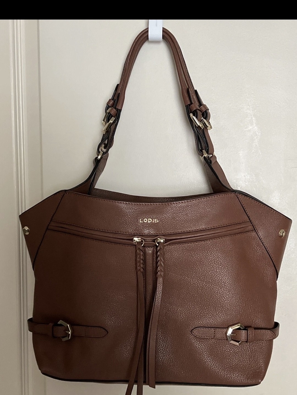 LODIS Brown Leather Tote Bag